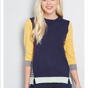 ModCloth blue & yellow sweatshirt XS New With Tag